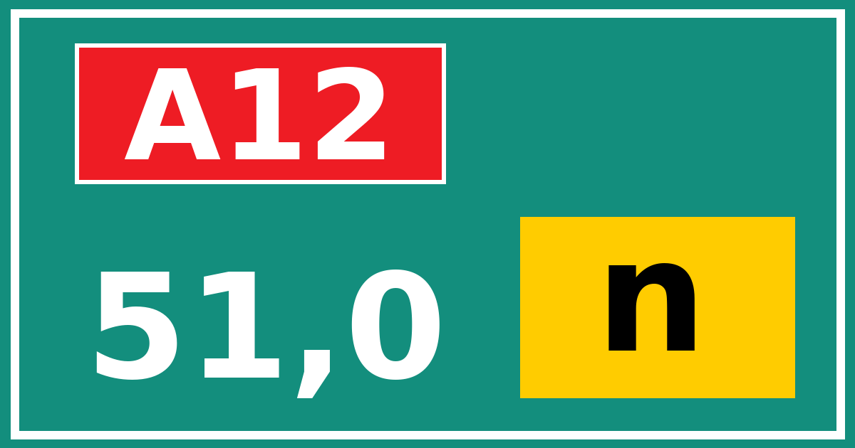 Hectometerbord A12 51,0 letter n