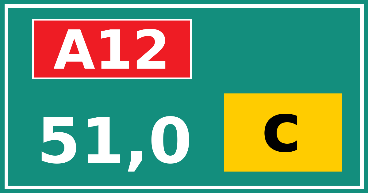Hectometerbord A12 51,0 letter c
