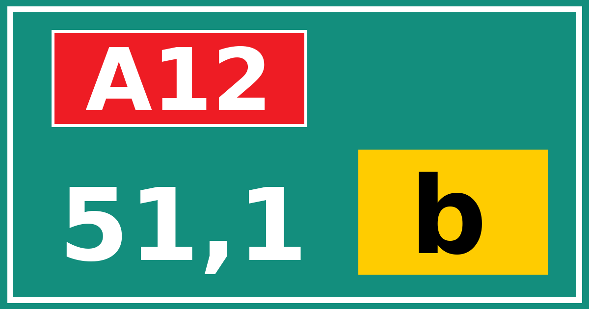 Hectometerbord A12 51,1 letter b