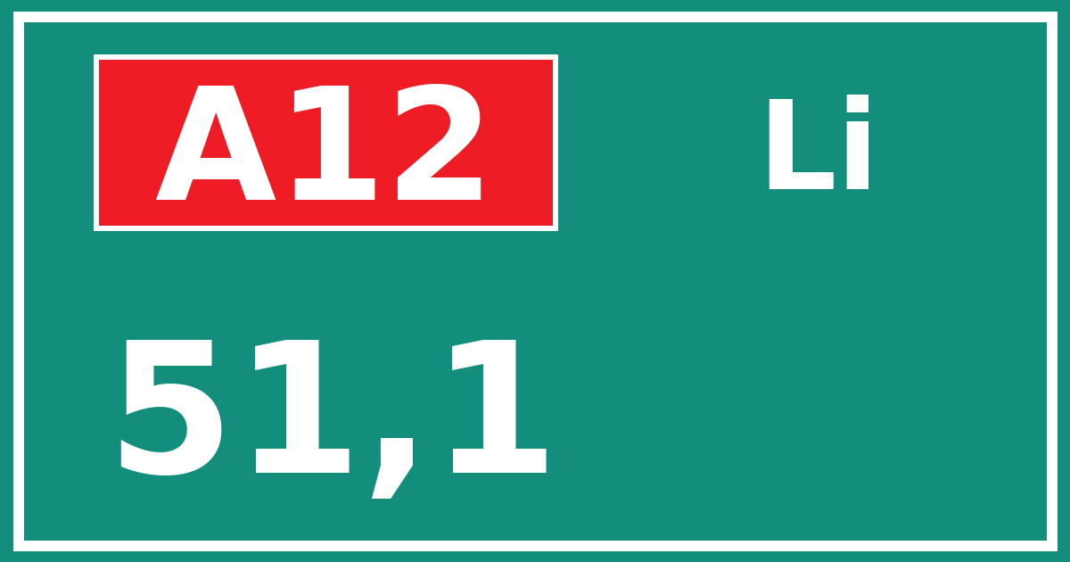Hectometerbord A12 51,1 zijde Li