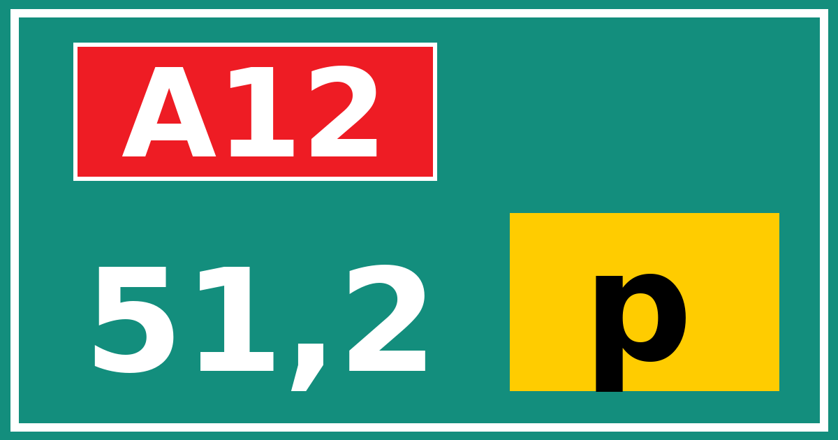 Hectometerbord A12 51,2 letter p