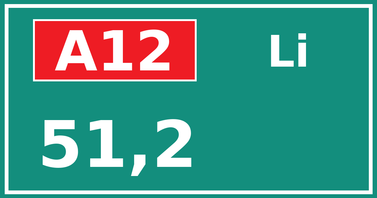 Hectometerbord A12 51,2 zijde Li