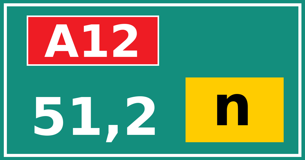 Hectometerbord A12 51,2 letter n