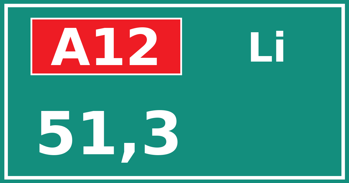 Hectometerbord A12 51,3 zijde Li