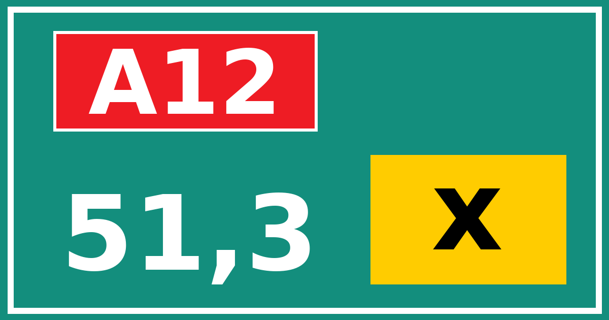 Hectometerbord A12 51,3 letter x