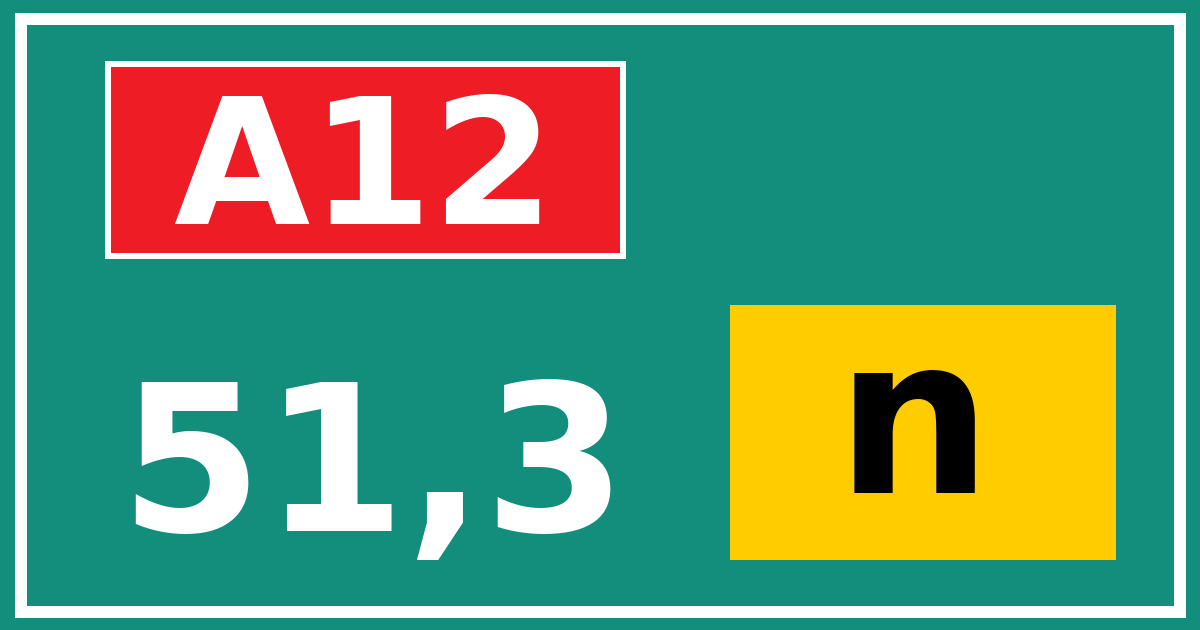 Hectometerbord A12 51,3 letter n