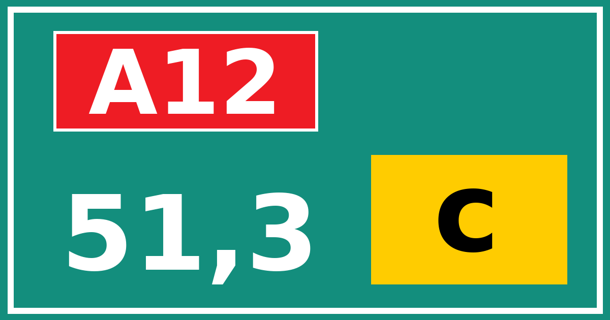 Hectometerbord A12 51,3 letter c
