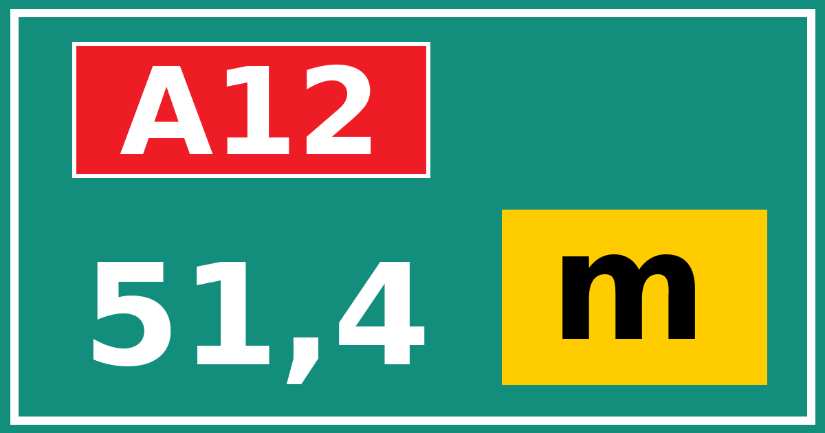 Hectometerbord A12 51,4 letter m