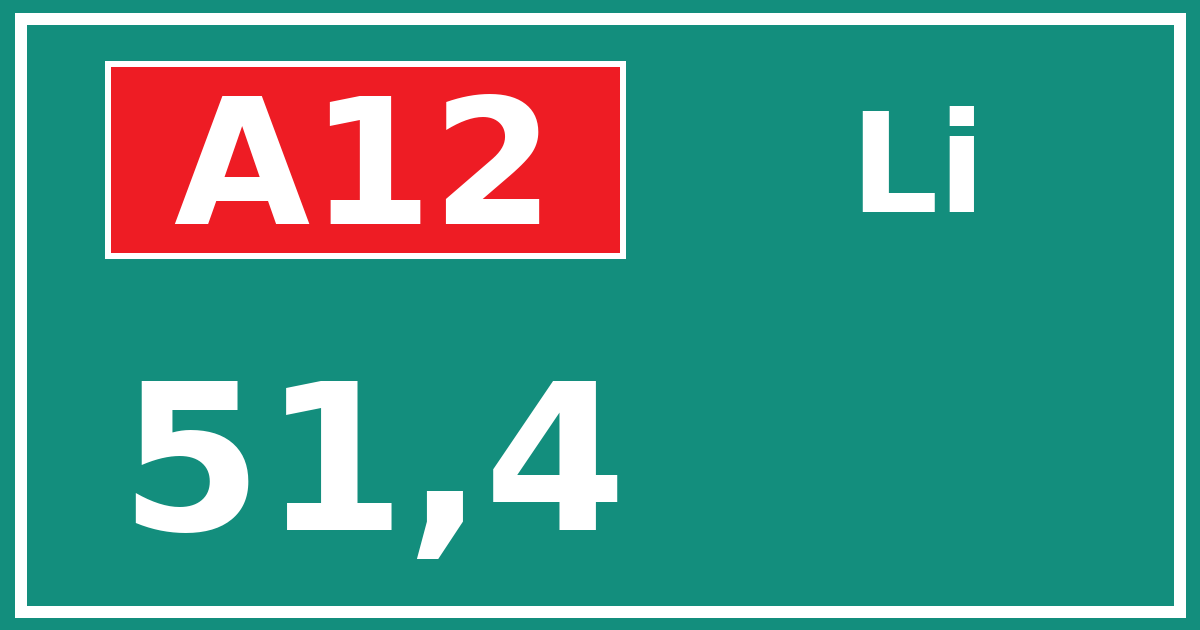 Hectometerbord A12 51,4 zijde Li