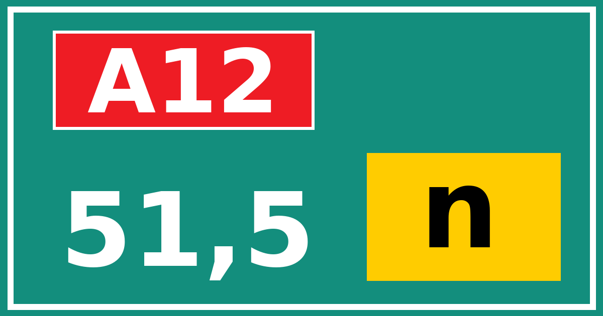 Hectometerbord A12 51,5 letter n
