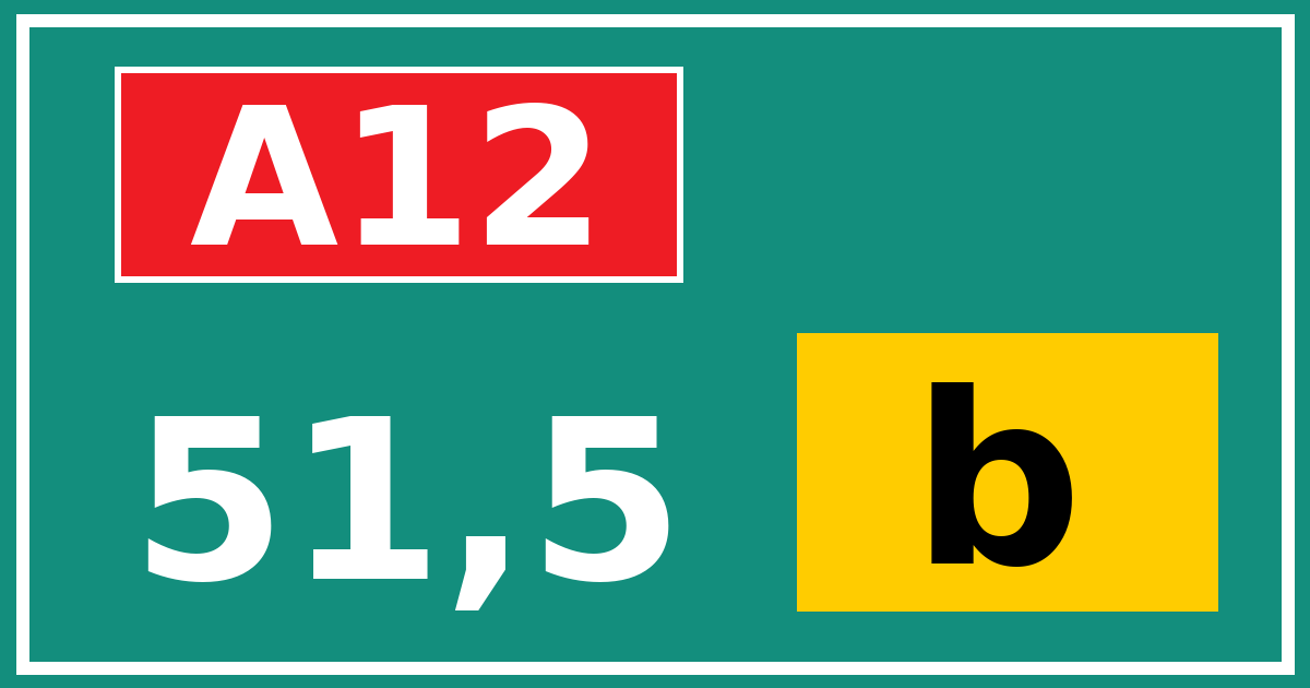 Hectometerbord A12 51,5 letter b