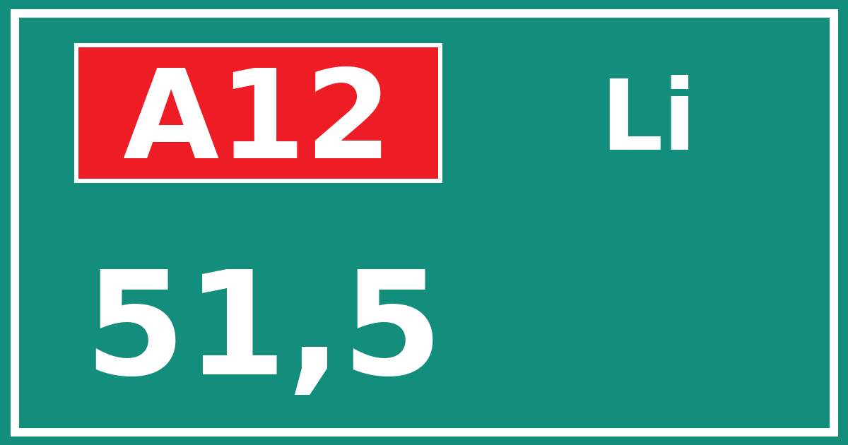 Hectometerbord A12 51,5 zijde Li