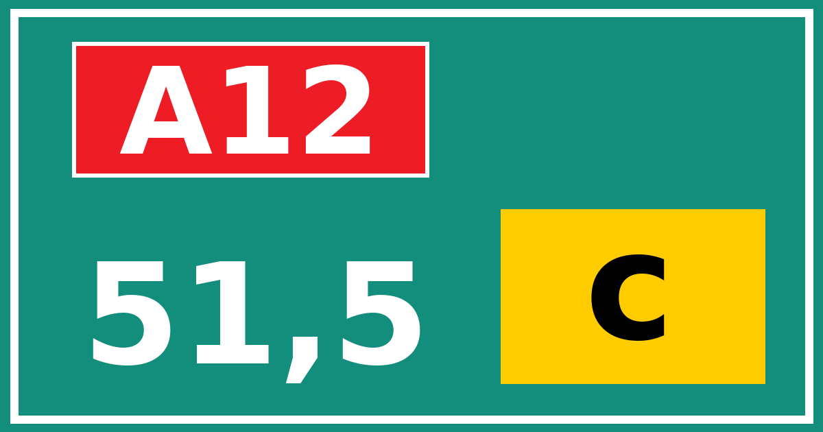 Hectometerbord A12 51,5 letter c