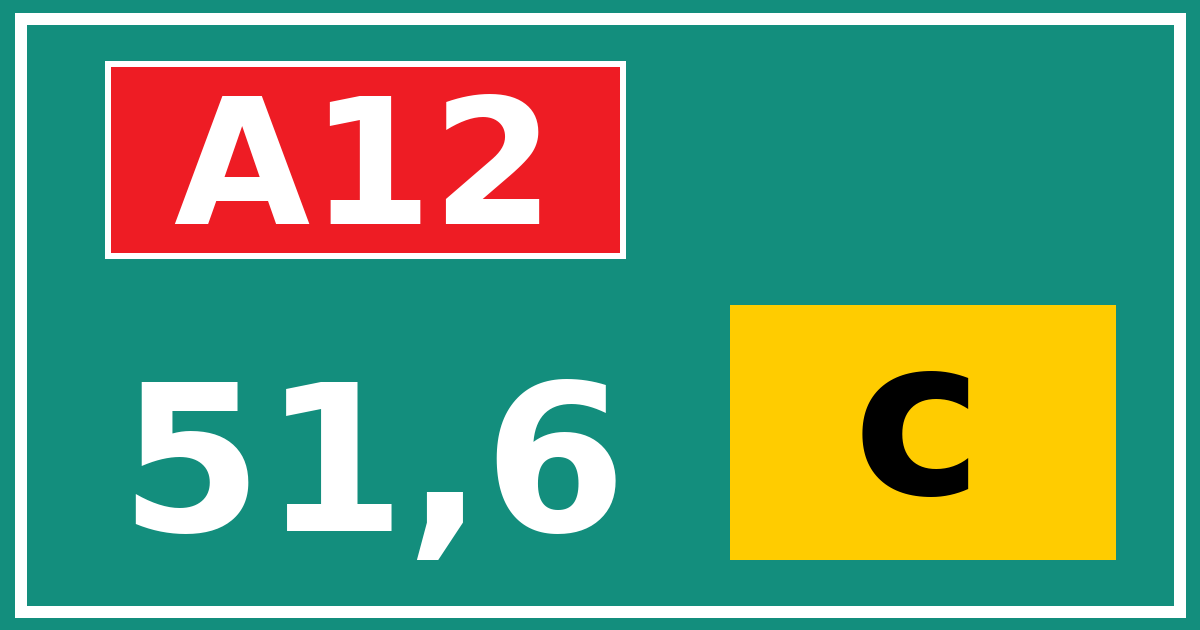 Hectometerbord A12 51,6 letter c