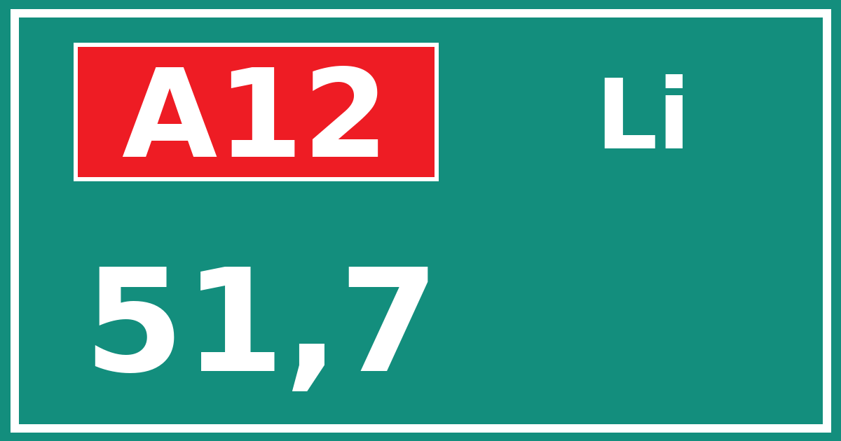 Hectometerbord A12 51,7 zijde Li