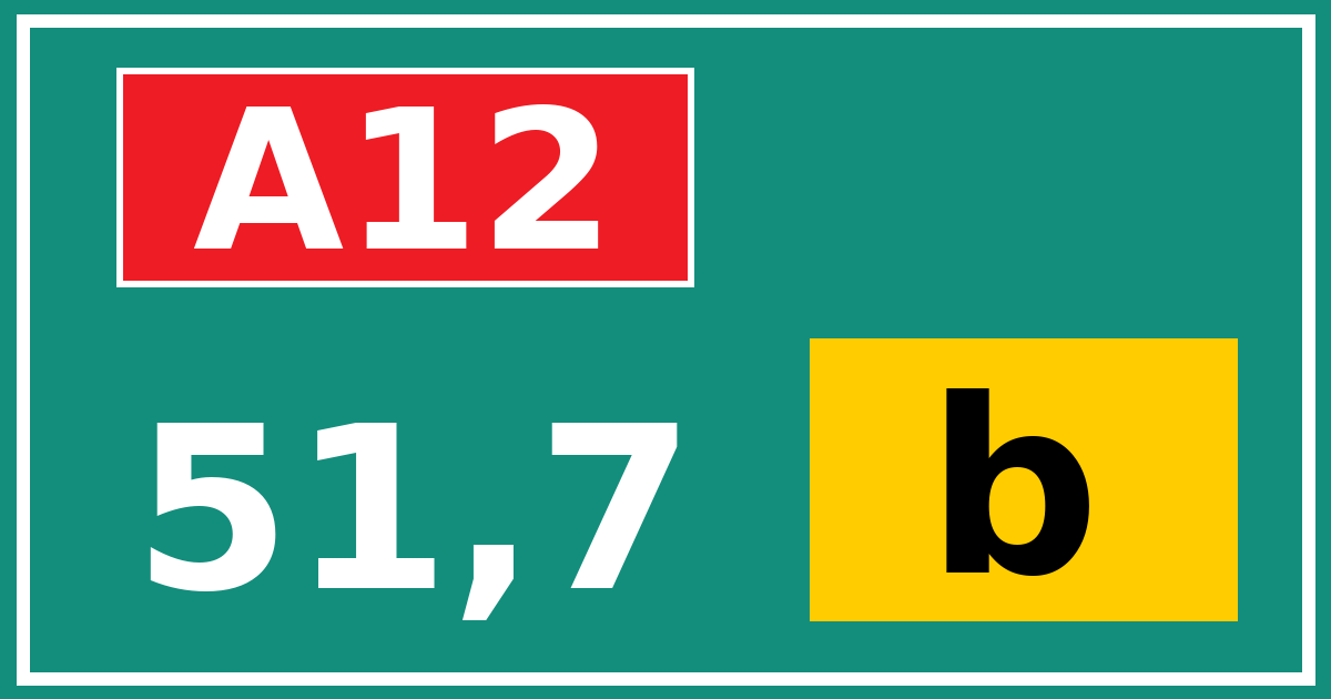 Hectometerbord A12 51,7 letter b