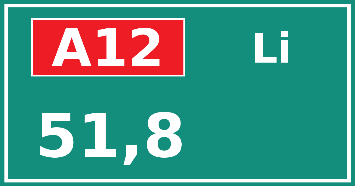 Hectometerbord A12 51,8 zijde Li