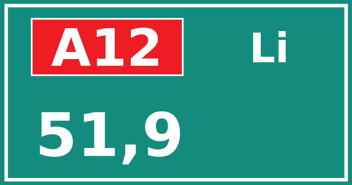 Hectometerbord A12 51,9 zijde Li