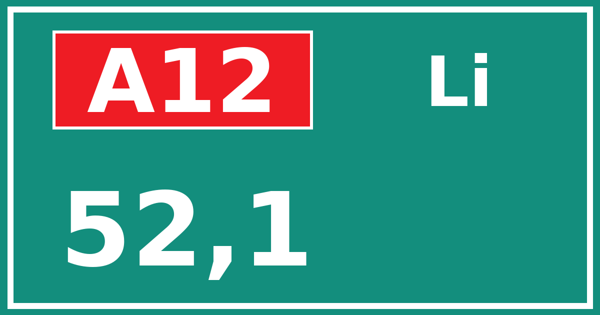 Hectometerbord A12 52,1 zijde Li