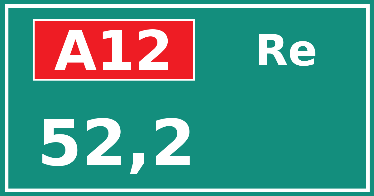 Hectometerbord A12 52,2 zijde Re