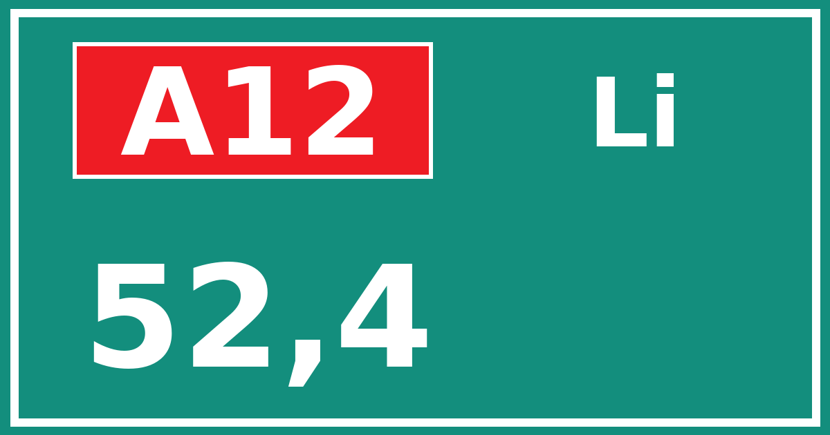 Hectometerbord A12 52,4 zijde Li
