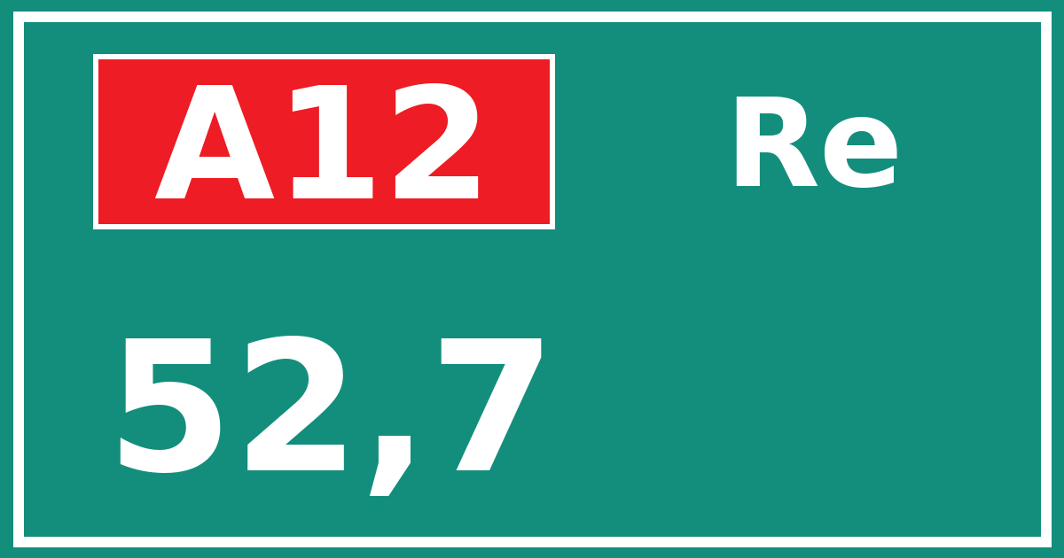 Hectometerbord A12 52,7 zijde Re