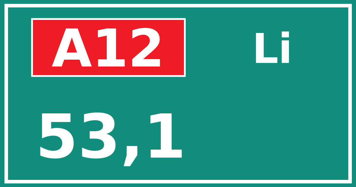 Hectometerbord A12 53,1 zijde Li