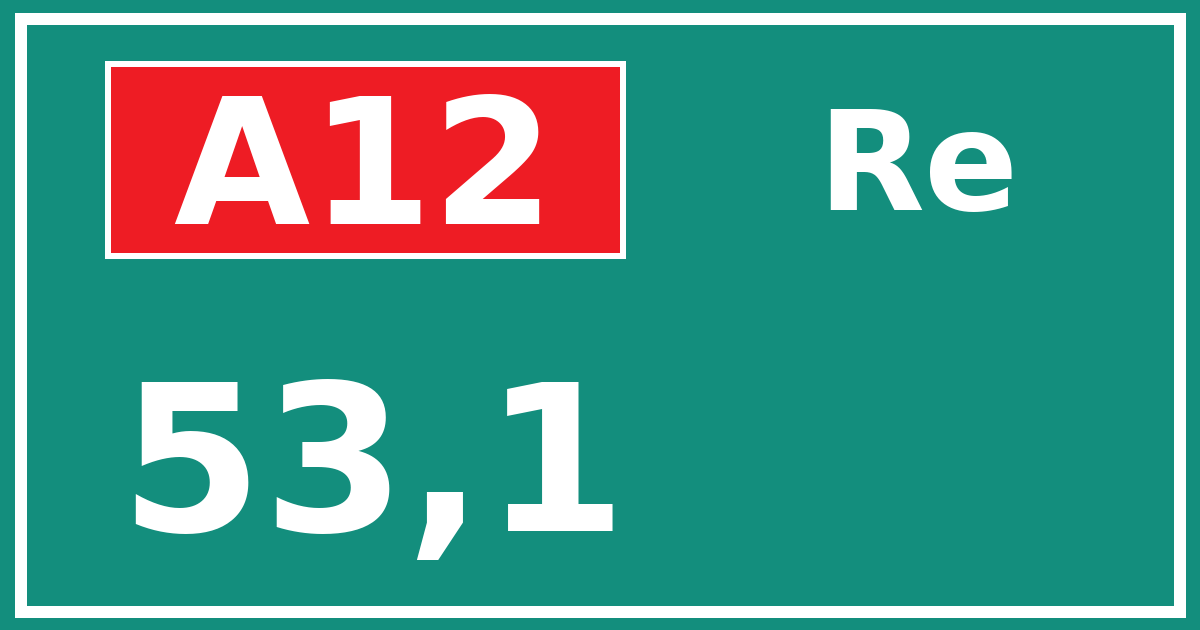 Hectometerbord A12 53,1 zijde Re