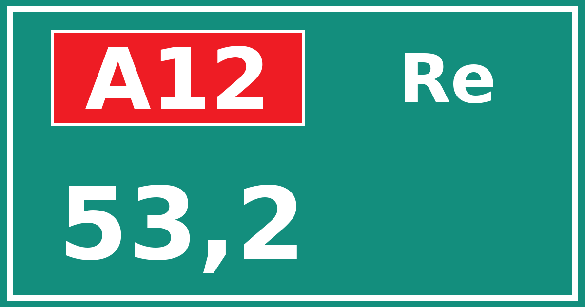 Hectometerbord A12 53,2 zijde Re