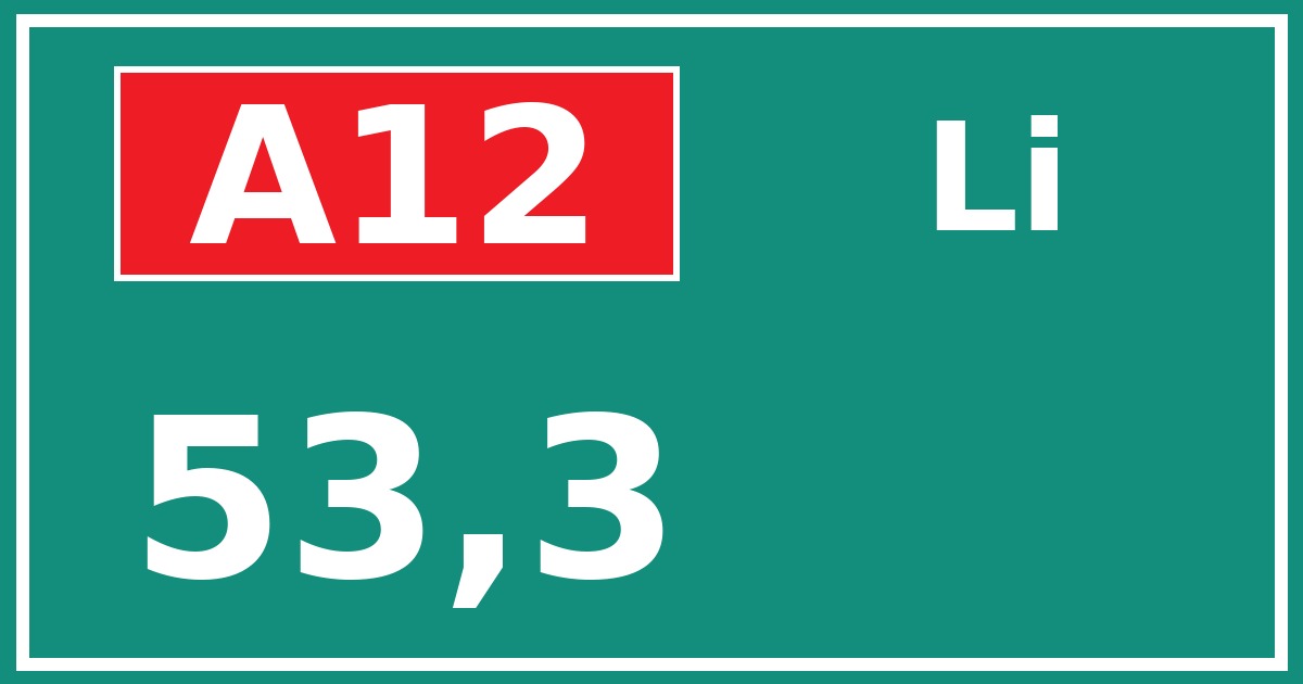 Hectometerbord A12 53,3 zijde Li