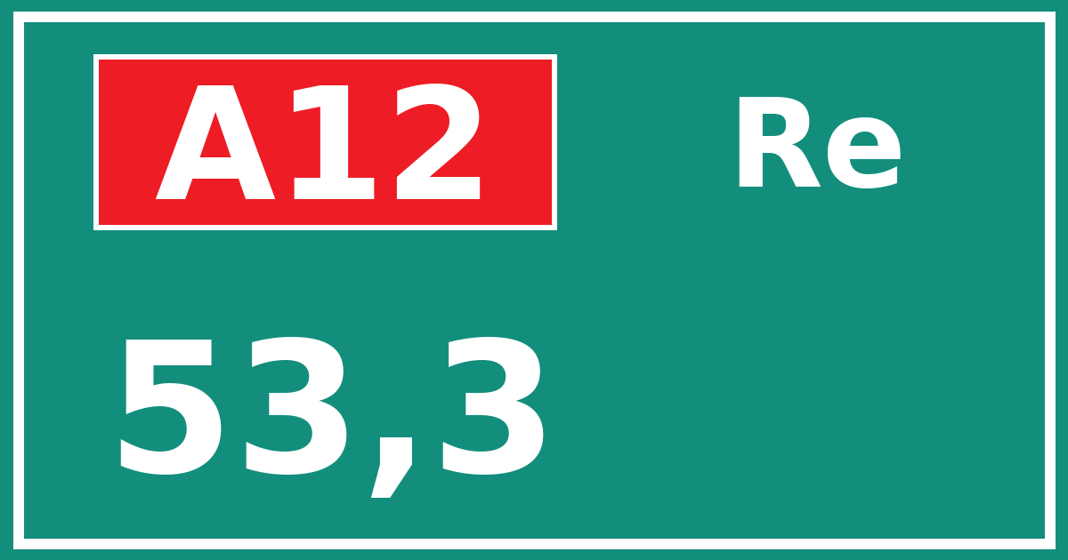 Hectometerbord A12 53,3 zijde Re