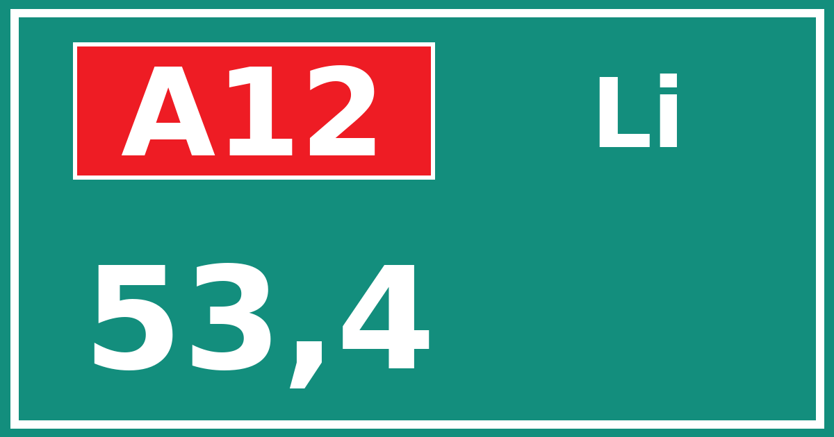 Hectometerbord A12 53,4 zijde Li
