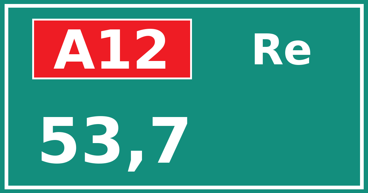 Hectometerbord A12 53,7 zijde Re