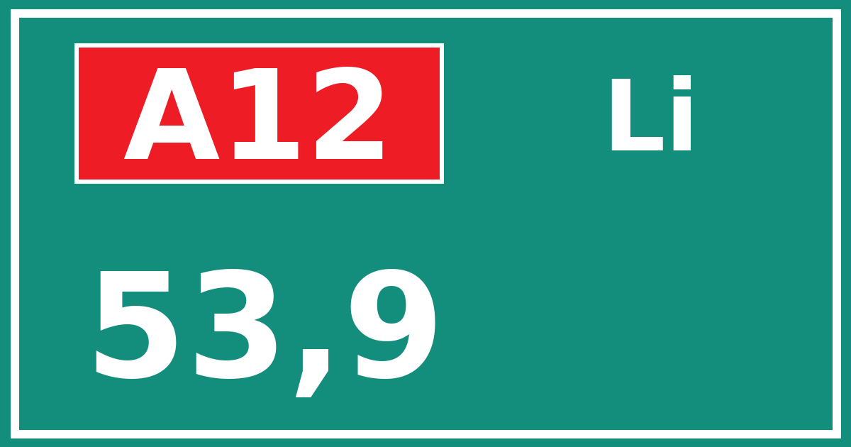 Hectometerbord A12 53,9 zijde Li