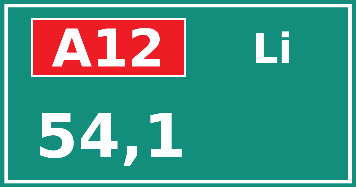 Hectometerbord A12 54,1 zijde Li