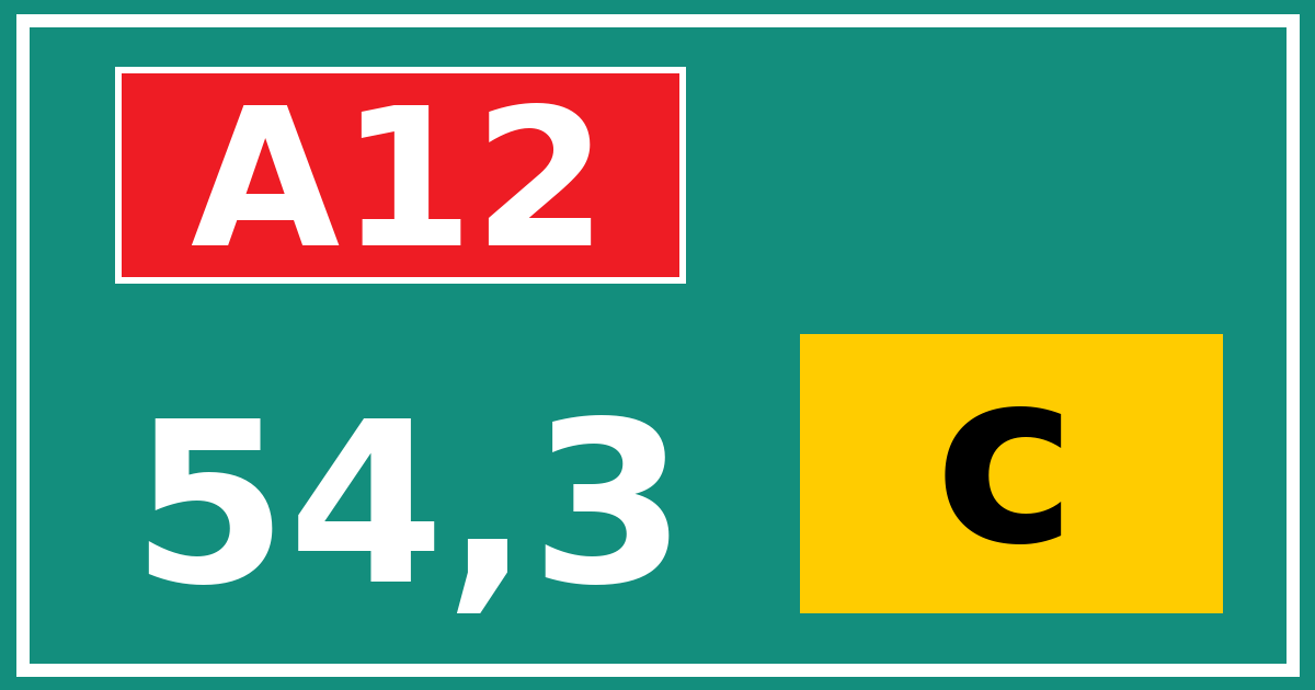 Hectometerbord A12 54,3 letter c