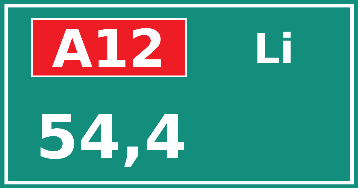 Hectometerbord A12 54,4 zijde Li