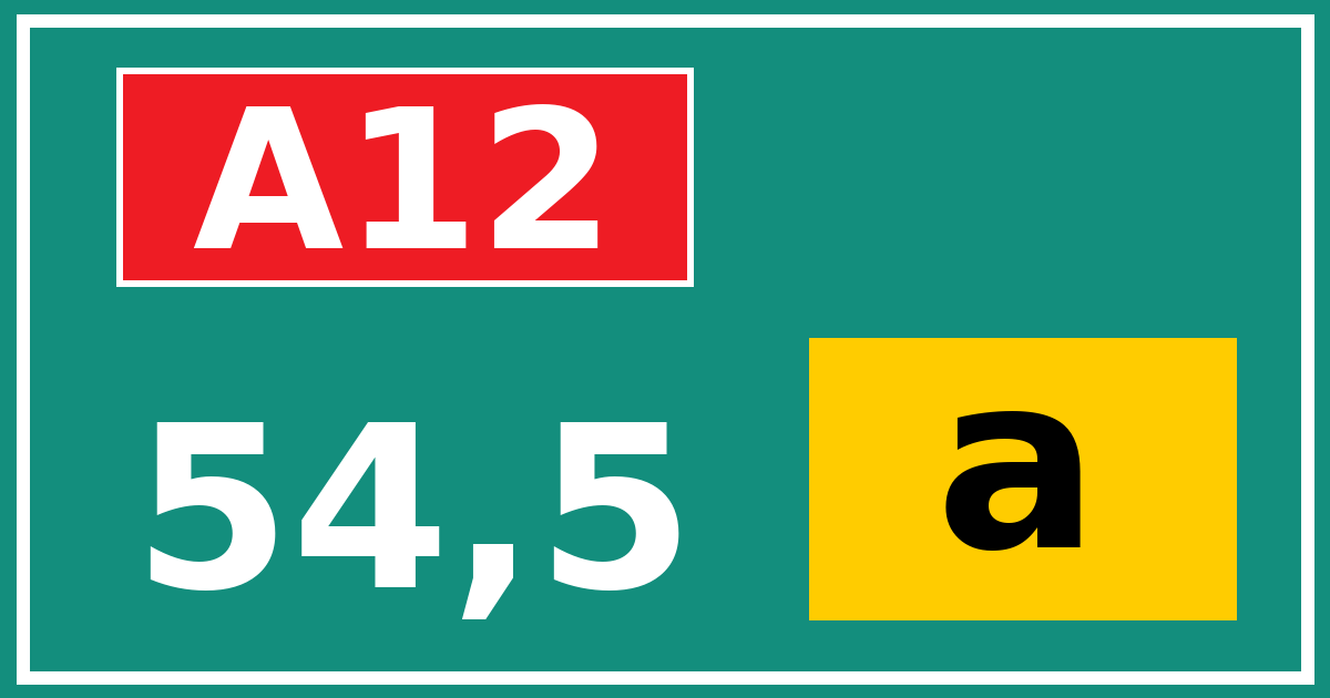 Hectometerbord A12 54,5 letter a