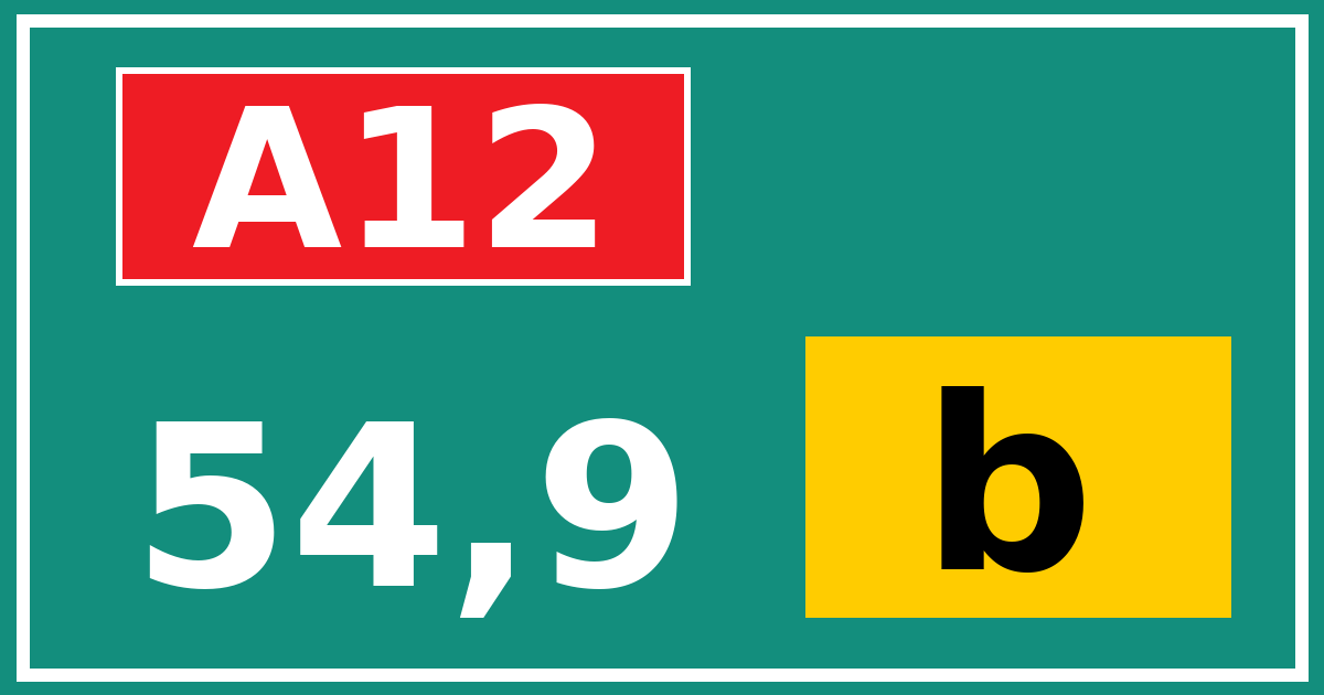 Hectometerbord A12 54,9 letter b