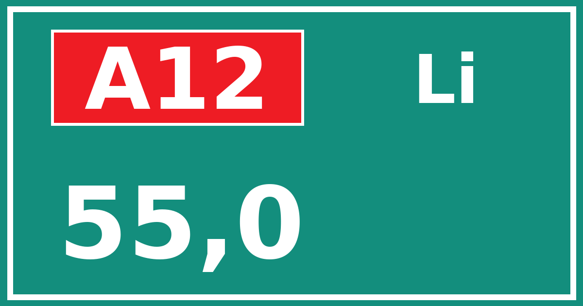 Hectometerbord A12 55,0 zijde Li