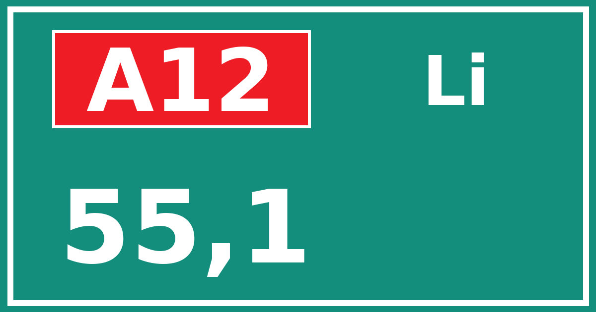 Hectometerbord A12 55,1 zijde Li
