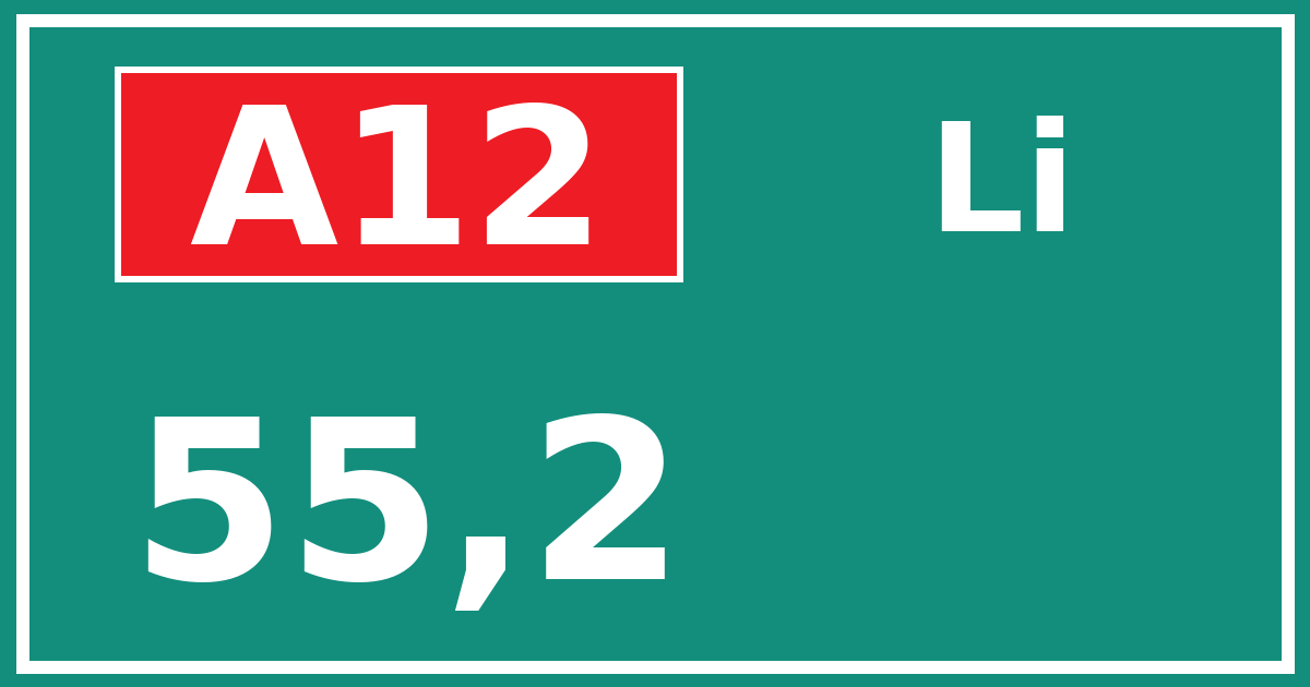 Hectometerbord A12 55,2 zijde Li