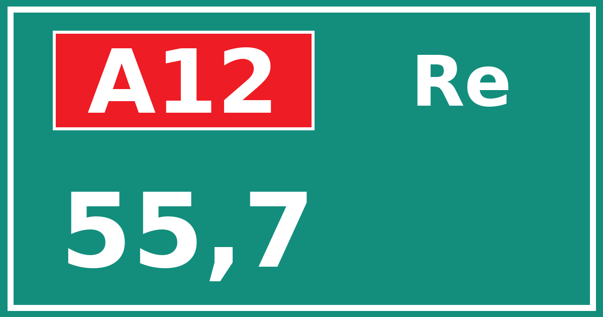 Hectometerbord A12 55,7 zijde Re