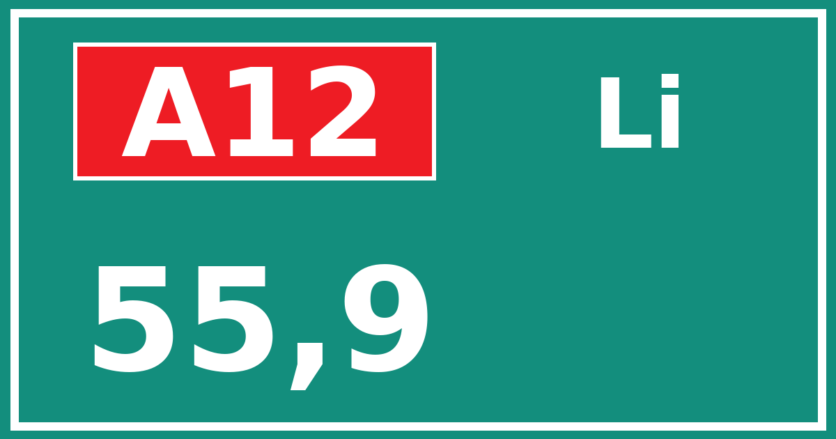 Hectometerbord A12 55,9 zijde Li
