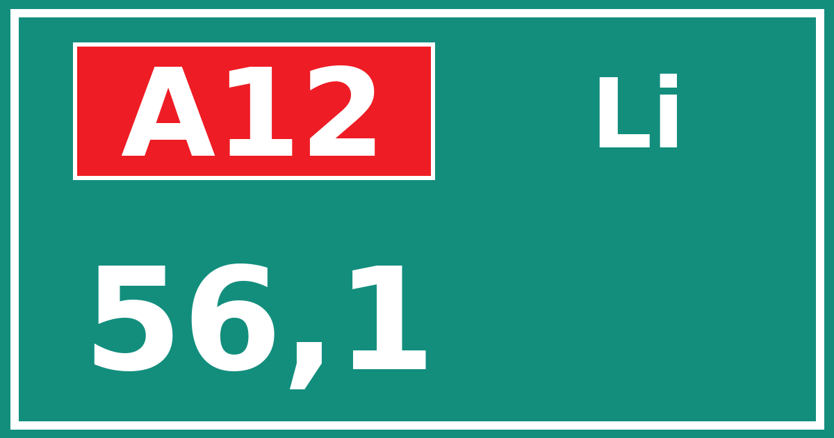 Hectometerbord A12 56,1 zijde Li