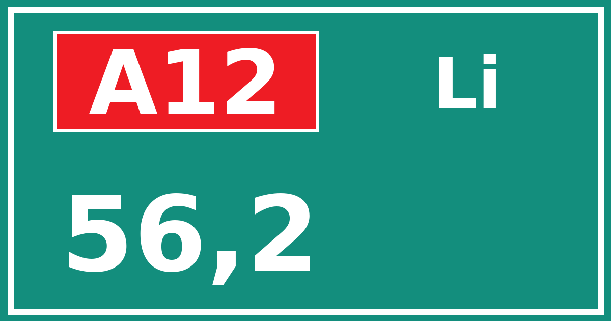 Hectometerbord A12 56,2 zijde Li