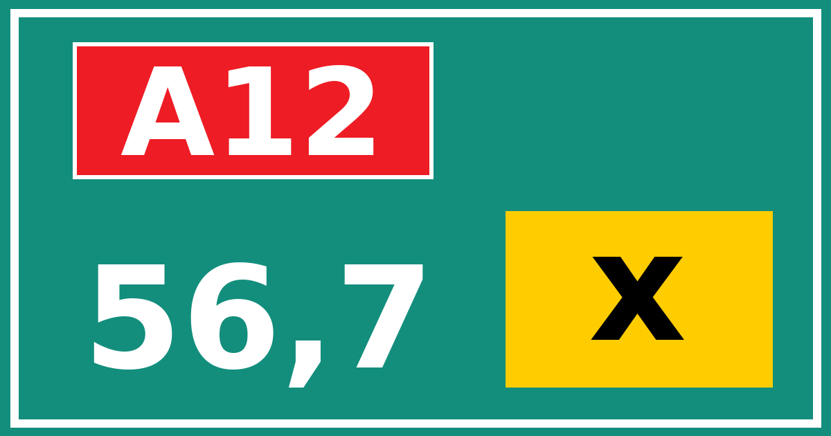 Hectometerbord A12 56,7 letter x