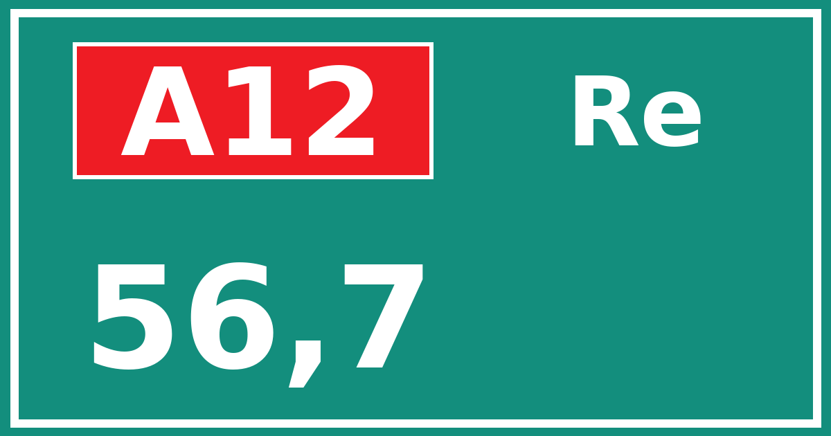 Hectometerbord A12 56,7 zijde Re