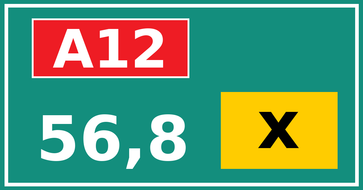 Hectometerbord A12 56,8 letter x