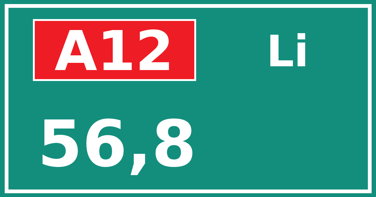 Hectometerbord A12 56,8 zijde Li